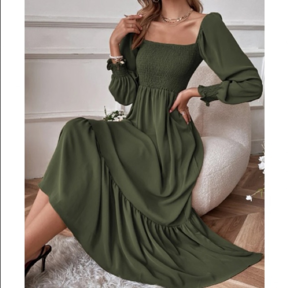 Boho Puff Sleeve Ruffle Maxi Dress